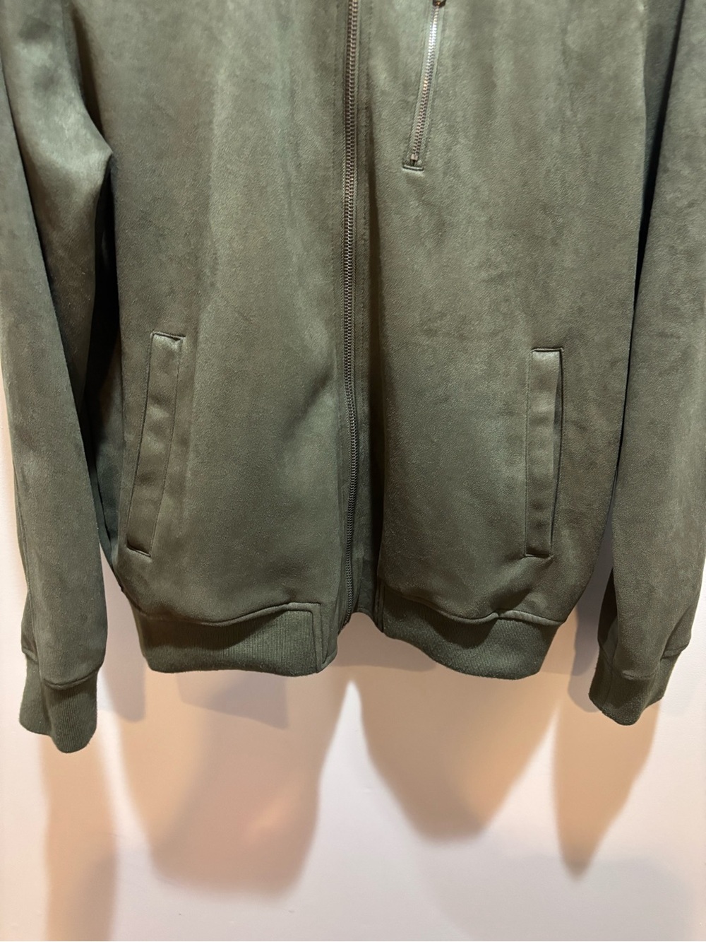 Men's Ben Sherman Olive Green Zip-Front Bomber Sweater jacket full zip pockets - Picture 2 of 12